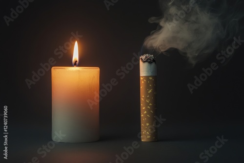 Light vs. Poison: Candle and Cigarette Comparison photo