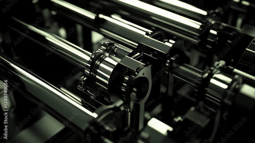 Fototapeta premium Close-Up of Metallic Mechanical Components with Reflective Surface