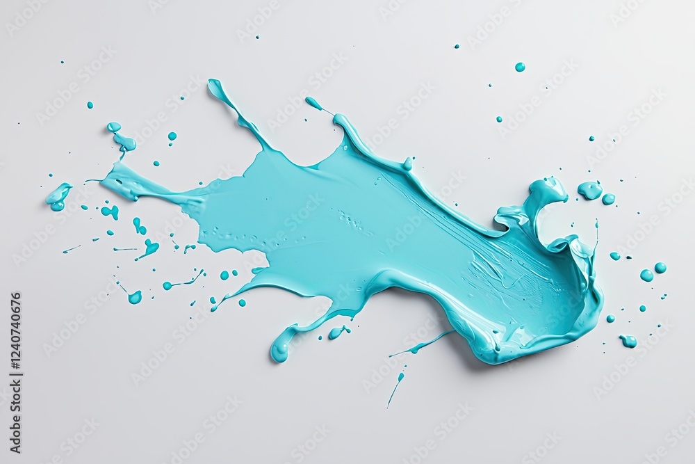 Obraz premium A vibrant splash of blue paint on a white background, showcasing texture and motion, ideal for artistic or creative themes.