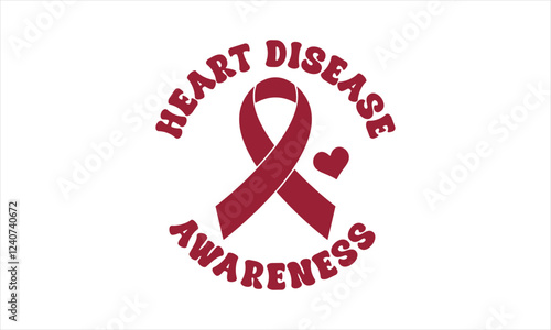 In February We Wear Red SVG, Heart Disease Awareness Sign Svg, Trendy Retro Heart Disease Awareness Front and Back SVG