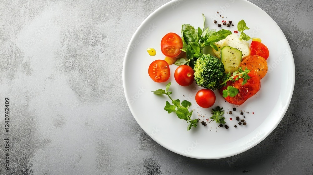 A clean white plate showcases a variety of organic food items, symbolizing fresh, healthy ingredients and global food safety awareness in a minimalist presentation. A clean white plate showcases a variety of organic food items, symbolizing fresh, healthy ingredients and global food safety awareness in a minimalist presentation.