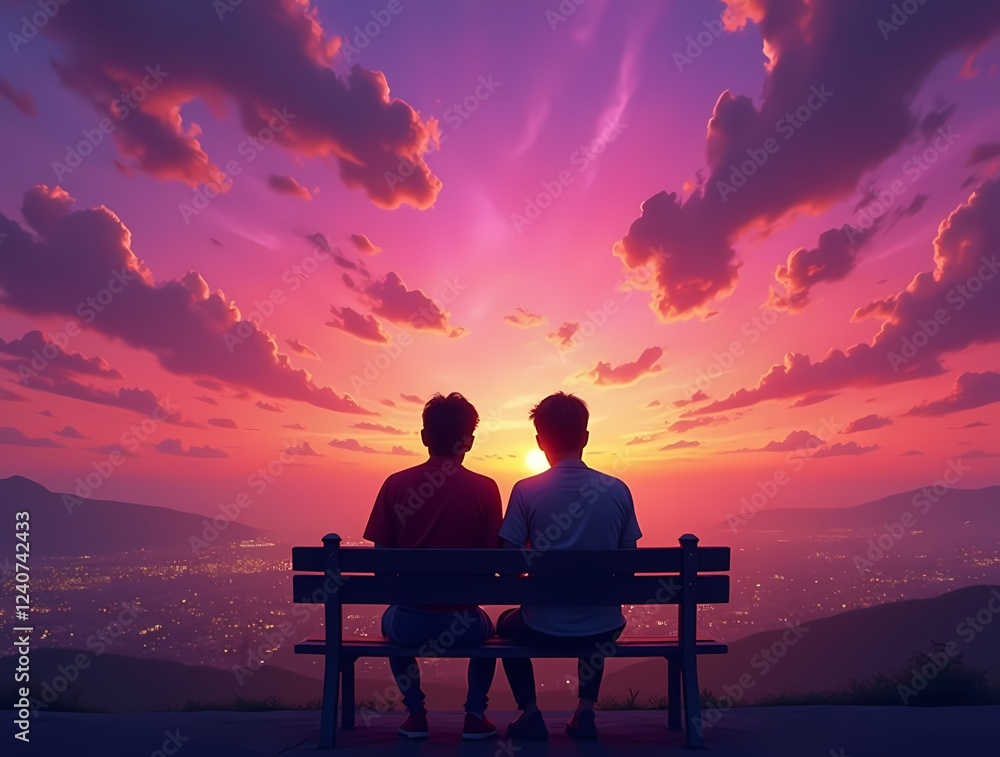 Obraz premium Romantic Sunset Silhouette