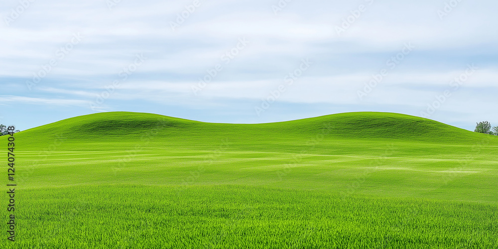 Obraz premium Rolling hills under a cloudy sky, isolated on white background