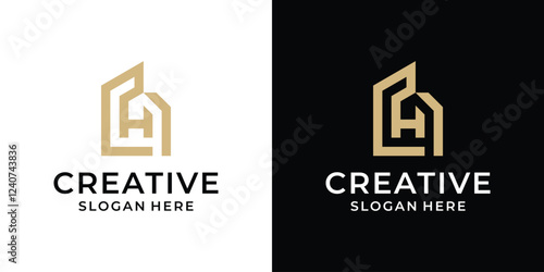 Letter H construction real estate logo design vector