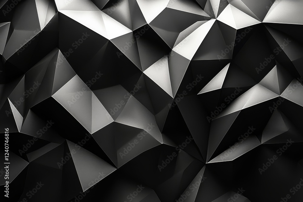Fototapeta premium Abstract Black Low-Poly Background with Geometric Shapes, Insanely Detailed High-Resolution Elements