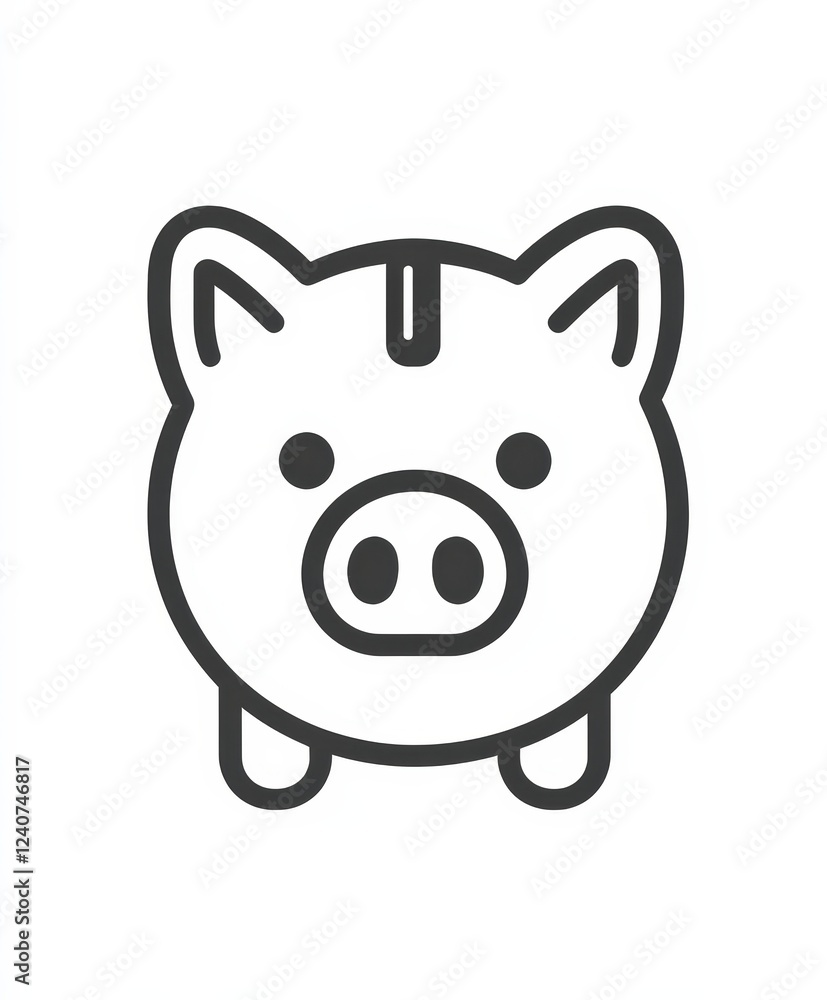 Cute Minimalist Outline of a Piggy Bank Icon for Financial Themes Cute Minimalist Outline of a Piggy Bank Icon for Financial Themes