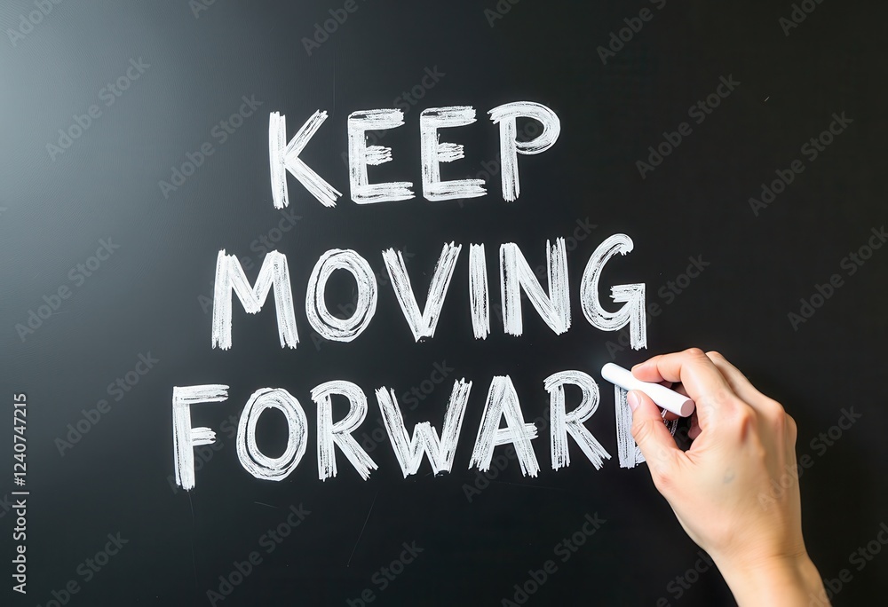 Keep Moving Forward: Handwriting Inspiring Motivation on Blackboard Motivational quotes best for wall art or print Keep Moving Forward: Handwriting Inspiring Motivation on Blackboard Motivational quotes best for wall art or print