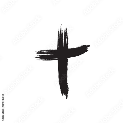 Christian Cross Brush Stroke  Religious Symbol Icon