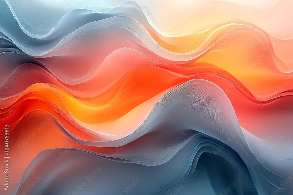 Abstract Wave Pattern in Warm and Cool Tones Abstract Wave Pattern in Warm and Cool Tones