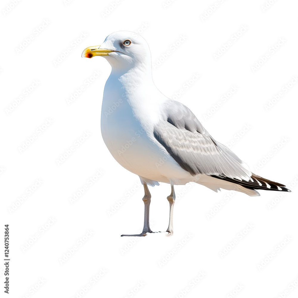 Isolated Seagull Bird Standing with Yellow Beak Isolated Seagull Bird Standing with Yellow Beak