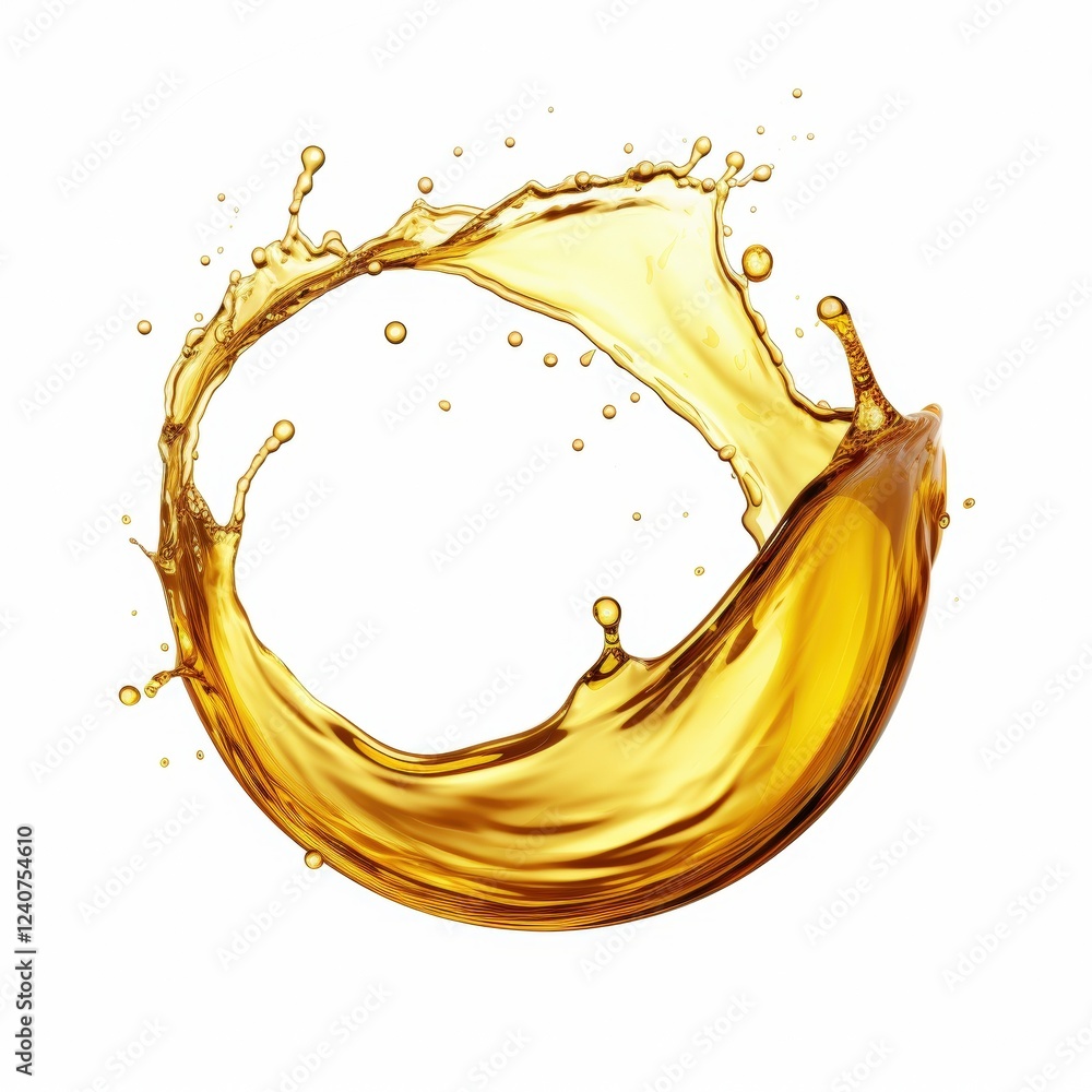 Obraz premium Vibrant Splash of Olive Oil in Circular Motion Captured on White Background