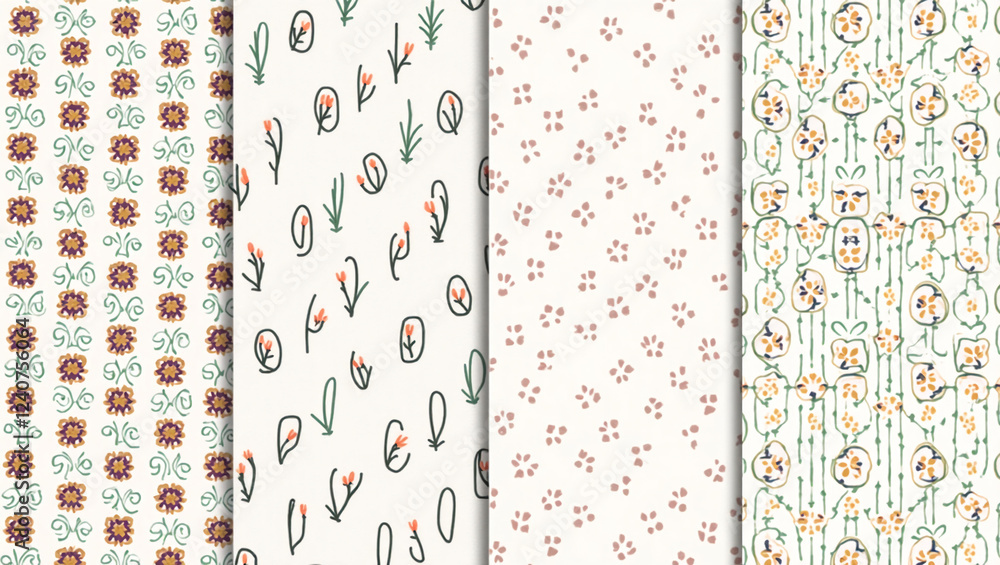 Seamless Patterns: Geometric and Floral Designs Seamless Patterns: Geometric and Floral Designs