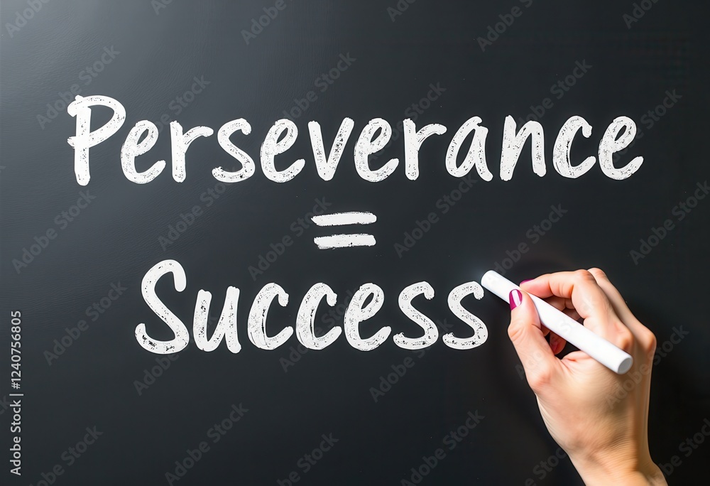 Handwriting Perseverance = Success on a Blackboard: White Chalk Against Dark Background Motivational quotes best for wall art or print Handwriting Perseverance = Success on a Blackboard: White Chalk Against Dark Background Motivational quotes best for wall art or print