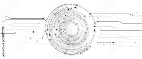 Grey white Abstract technology background with various technology elements Hi-tech communication concept innovation background 