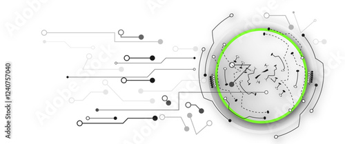 Grey white Abstract technology background with various technology elements Hi-tech communication concept innovation background 