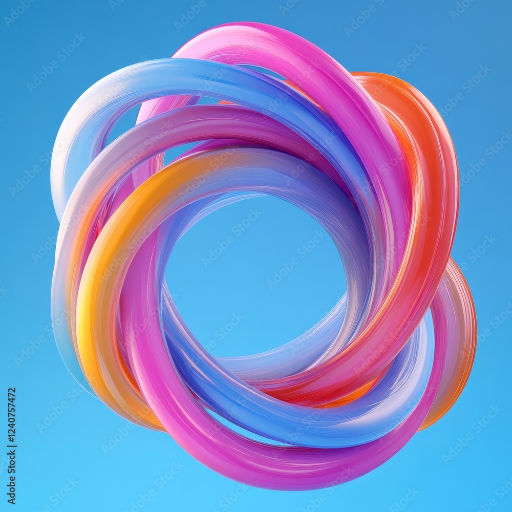 Abstract 3D rendering of floating shapes illuminated by a gradient backdrop., Generative AI Abstract 3D rendering of floating shapes illuminated by a gradient backdrop., Generative AI