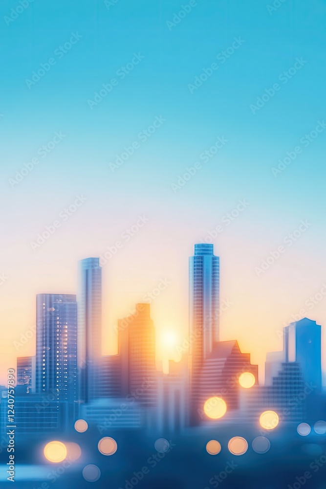 Stunning skyline at sunset with vibrant colors and soft bokeh ef Stunning skyline at sunset with vibrant colors and soft bokeh ef