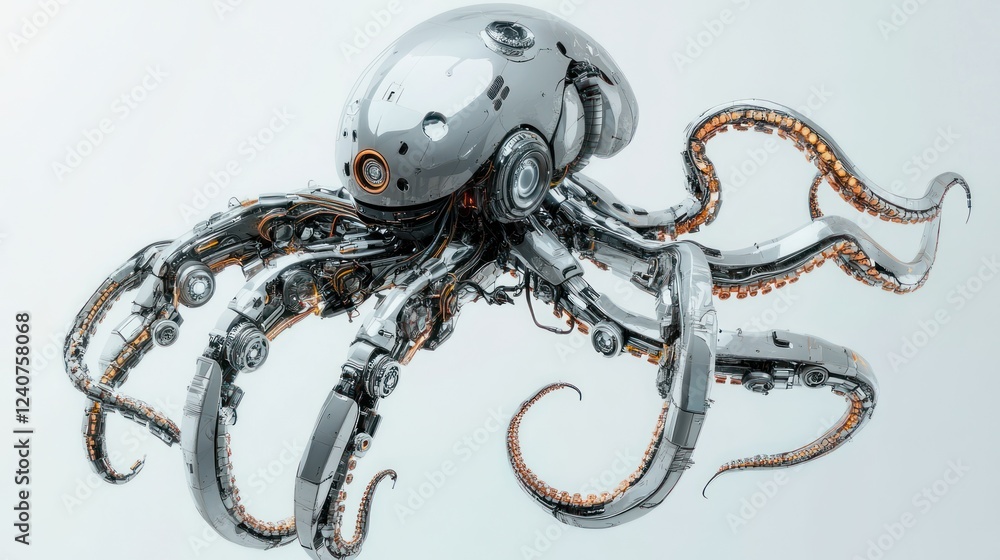 Obraz premium Mechanical Octopus: A Futuristic Masterpiece of Robotic Engineering