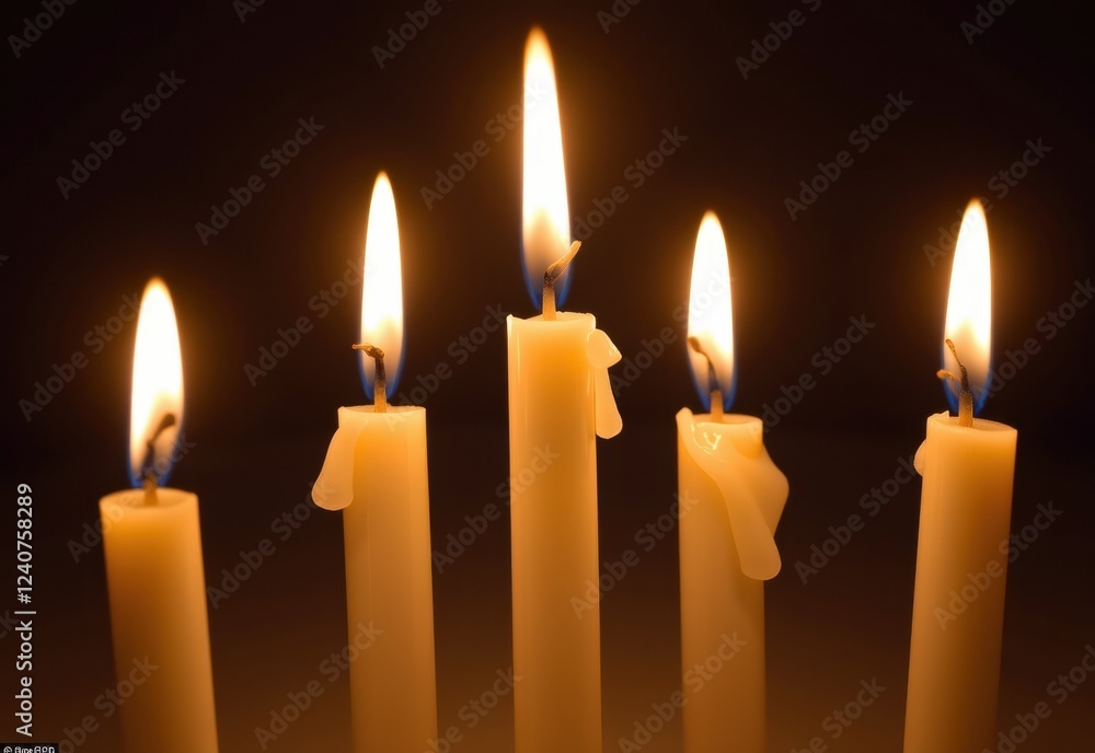 A row of candles in a diagonal line against a dark background, creating a warm and inviting glow. A row of candles in a diagonal line against a dark background, creating a warm and inviting glow.