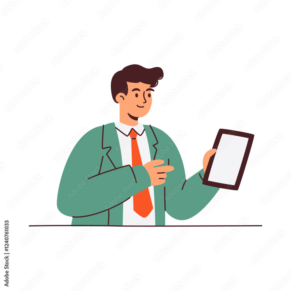 A businessman sits comfortably in a chair reviewing a document and working on his laptop A businessman sits comfortably in a chair reviewing a document and working on his laptop