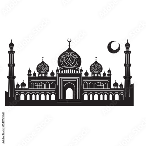 silhouette of mosque vector on white background, 