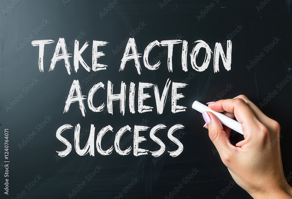 Write Your Success Story: Take Action on the Blackboard with White Chalk Motivational quotes best for wall art or print Write Your Success Story: Take Action on the Blackboard with White Chalk Motivational quotes best for wall art or print
