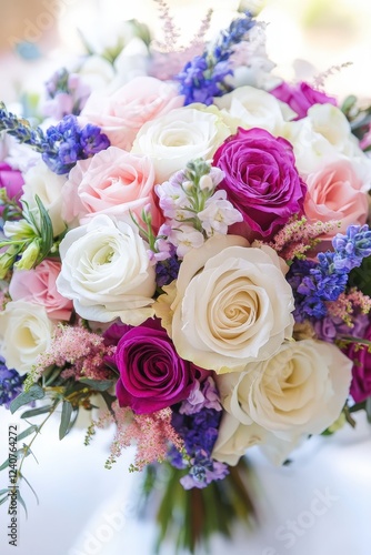 Colorful Mixed Bouquet of Roses and Spring Flowers for Celebration
