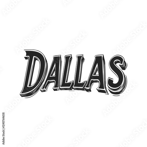 Stylized text showcases Dallas in bold design, reflecting urban culture and energy