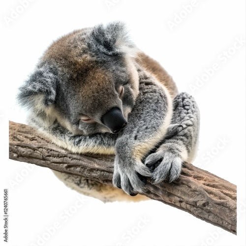 A resting koala on a tree branch. photo