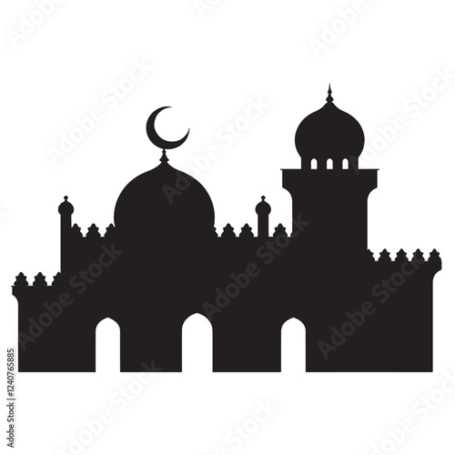 silhouette of mosque vector on white background, 