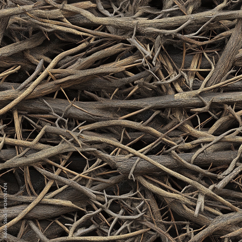 Pile of Branches and Twig Debris Seamless Pattern Texture Pile of Branches and Twig Debris Seamless Pattern Texture