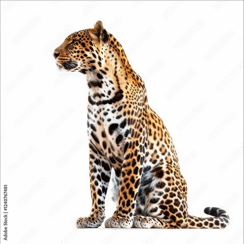 Obraz premium A majestic leopard sitting elegantly.