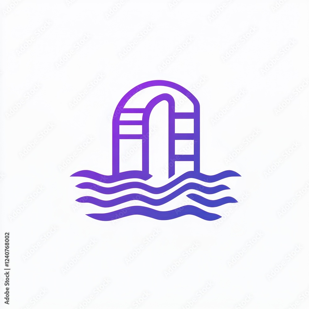 Pool ladder access, water waves background, summer fun Pool ladder access, water waves background, summer fun