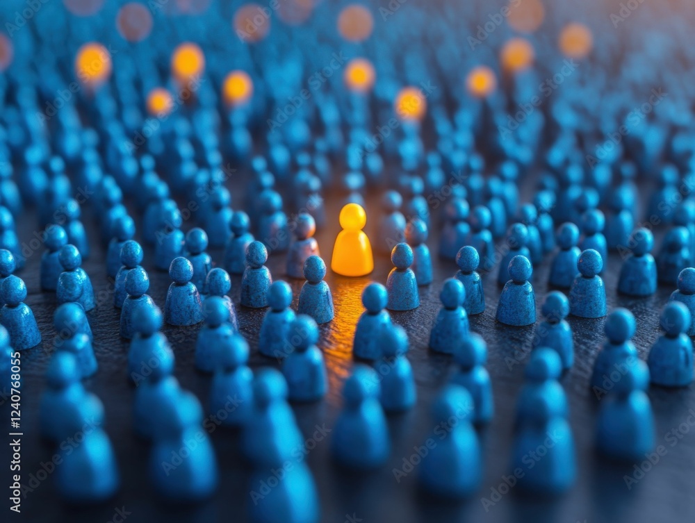 Obraz premium Glowing Individual Amidst the Crowd Generated AI