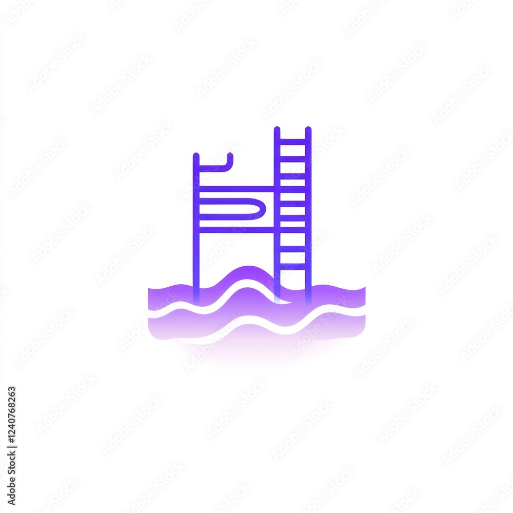 Pool ladder and slide; summer fun; water; recreation; website icon Pool ladder and slide; summer fun; water; recreation; website icon