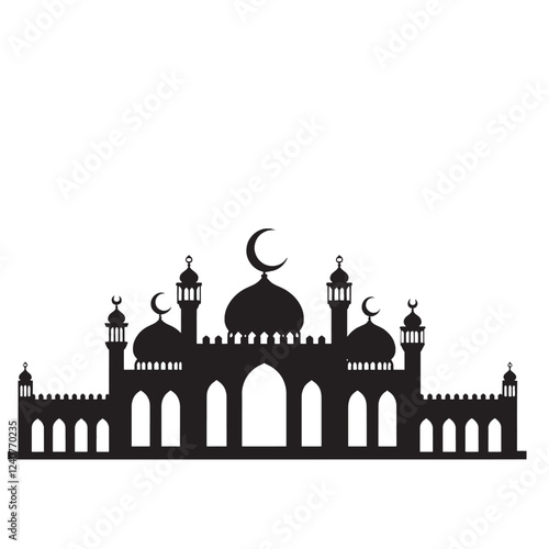 silhouette of mosque vector on white background, 
