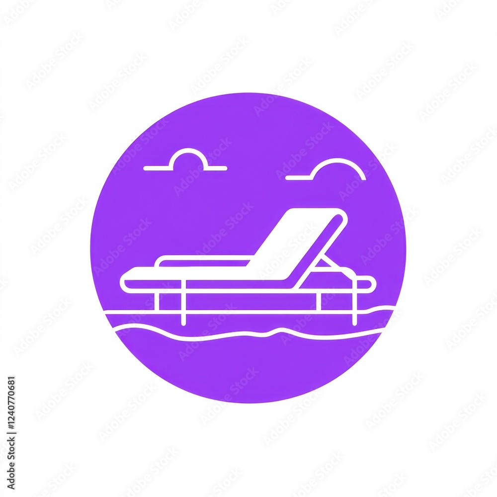 Poolside lounge chair, summer relaxation, scenic background, vacation icon Poolside lounge chair, summer relaxation, scenic background, vacation icon