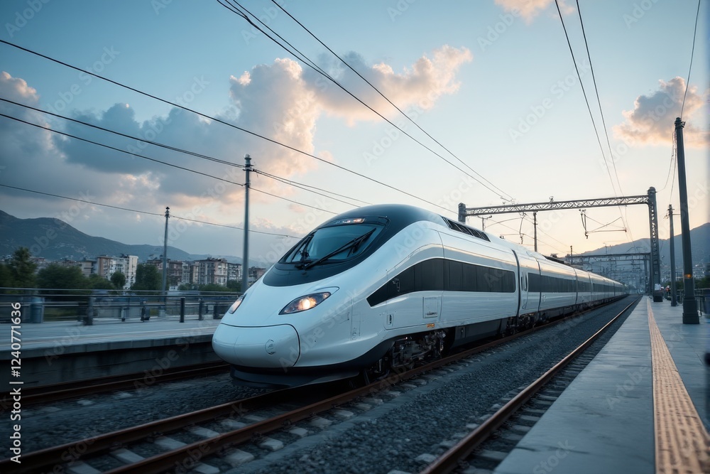 Fototapeta premium High speed electric trains revolutionizing intercity travel efficiency