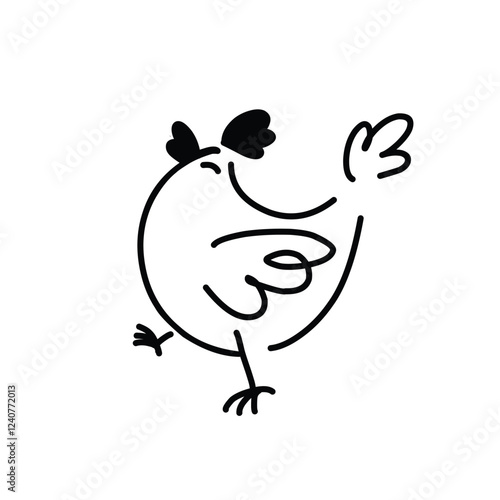 simple chicken vector with doodle line style