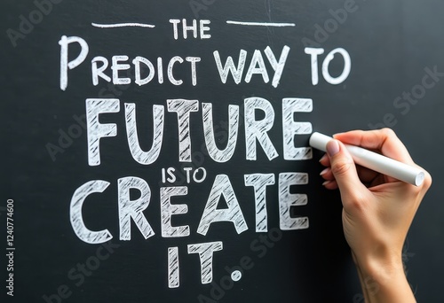 Create Your Future: Handwriting Inspiring Quote on White Chalkboard  Motivational quotes best for wall art or print photo