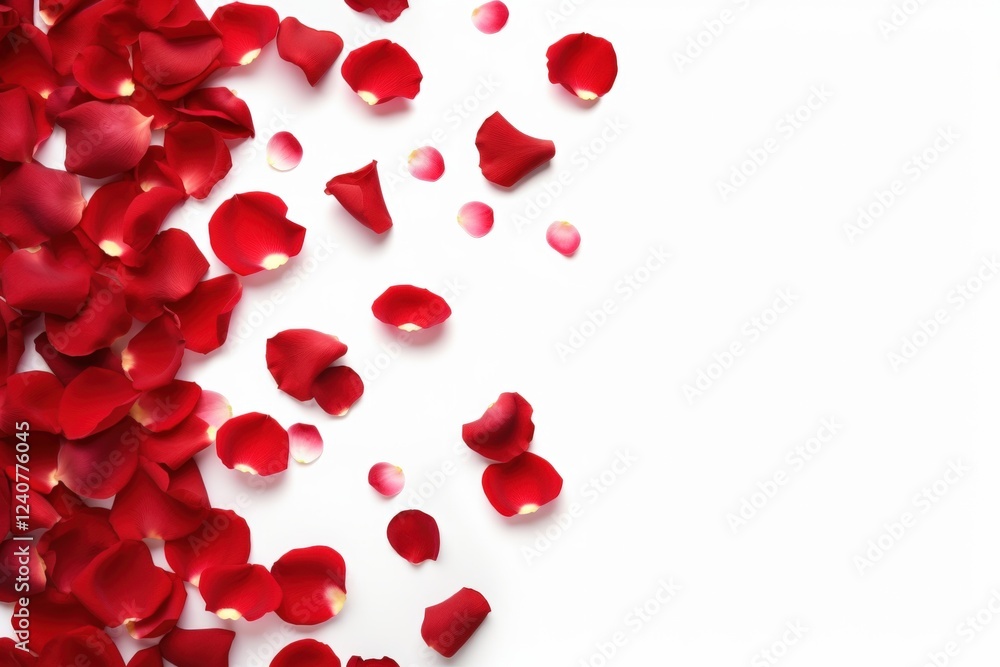 Vibrant Red Rose Petals on White Background, Perfect for Romantic Decor, Weddings, Celebrations, or Floral Arrangements, Symbolizing Love and Beauty Vibrant Red Rose Petals on White Background, Perfect for Romantic Decor, Weddings, Celebrations, or Floral Arrangements, Symbolizing Love and Beauty