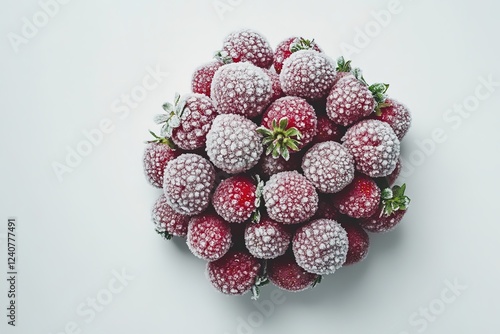 Frosted strawberries create stunning visual with their icy textu photo