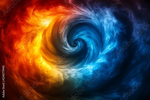 Fiery and Icy Swirls Entwined in a Vortex