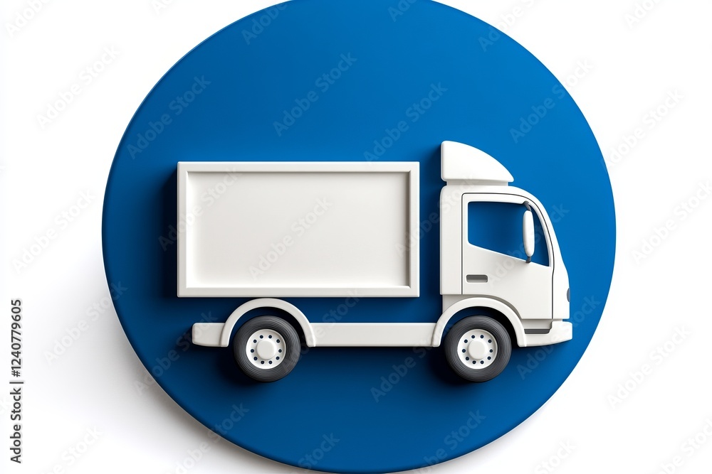 Elegant White Delivery Truck Icon on a Vibrant Blue Circle - Modern Transportation Symbol Elegant White Delivery Truck Icon on a Vibrant Blue Circle - Modern Transportation Symbol