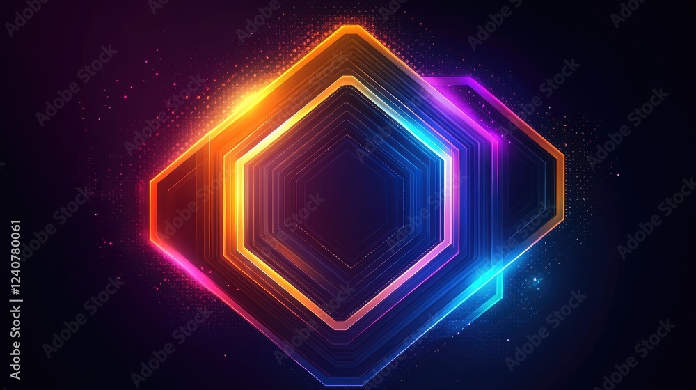 An abstract, illuminated D-shaped hexagonal pattern, emphasizing a digital, futuristic design with glowing edges. An abstract, illuminated D-shaped hexagonal pattern, emphasizing a digital, futuristic design with glowing edges.