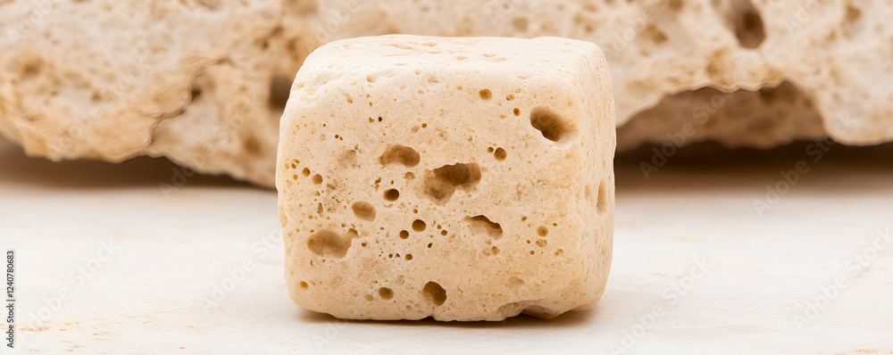 Porous Cubic Rock Formation, A Natural Stone Sample Shows Intricate Texture and Structure Porous Cubic Rock Formation, A Natural Stone Sample Shows Intricate Texture and Structure