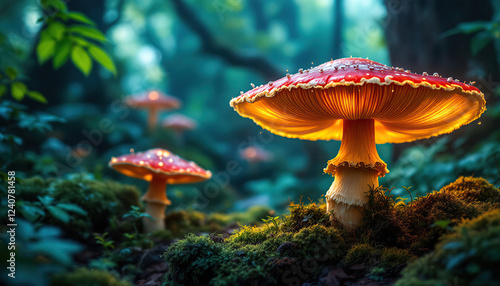 mushroom wallpaper fantasy wallpaper 4k mushroom light fantasy mushroom jungle forest mushroom jungle background generative ai
