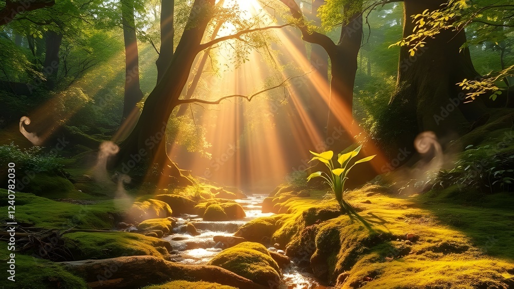 Obraz premium Sun Rays in the Forest