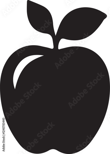 Apple silhouette vector art illustration. Apple vector icon.