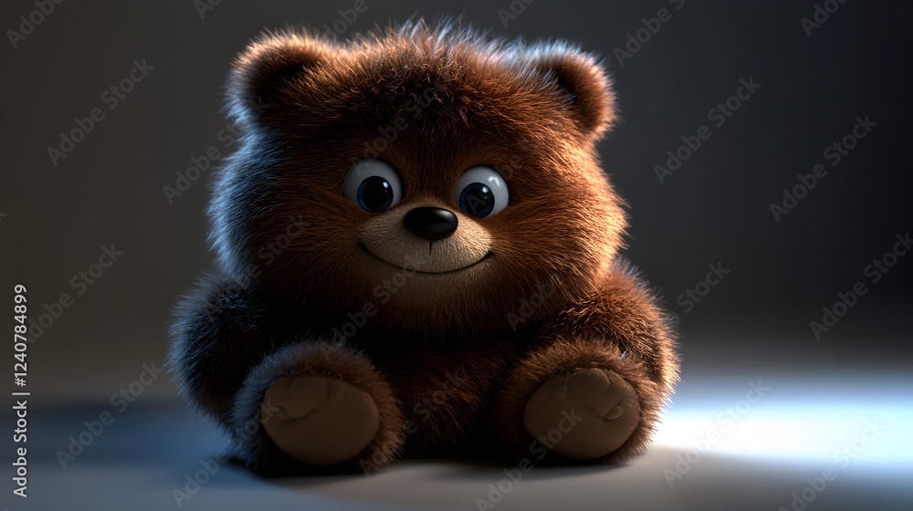 Fototapeta premium 3D bear cartoon, on a clean smooth white background screen
